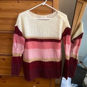 Sezane red and pink striped sweater